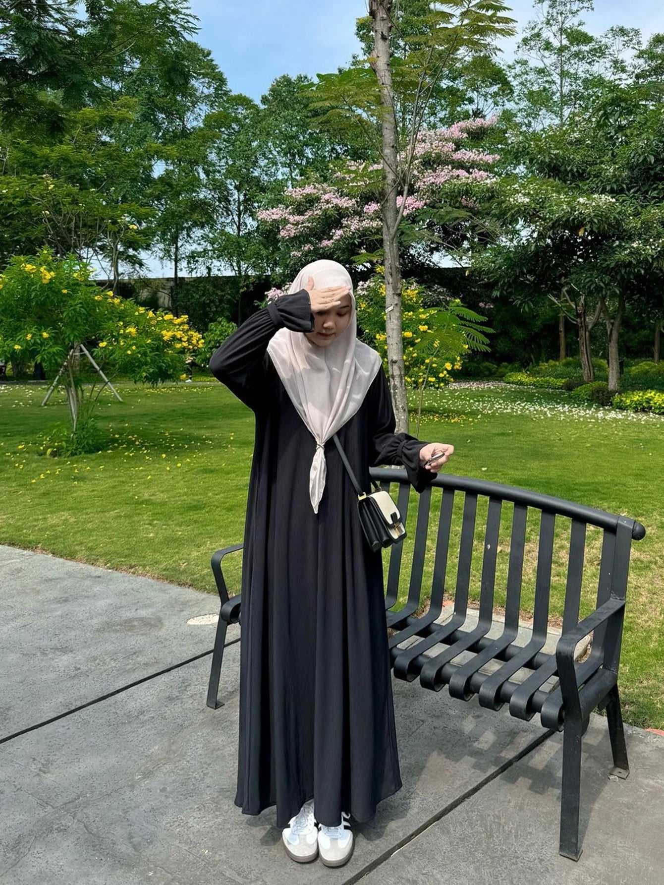 Women's Black Ruffled Long Sleeve Abaya Dress