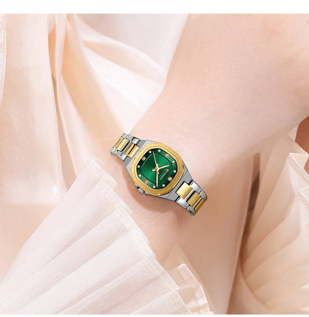 CURREN Women's Quartz Green Stainless Steel Watch 9104
