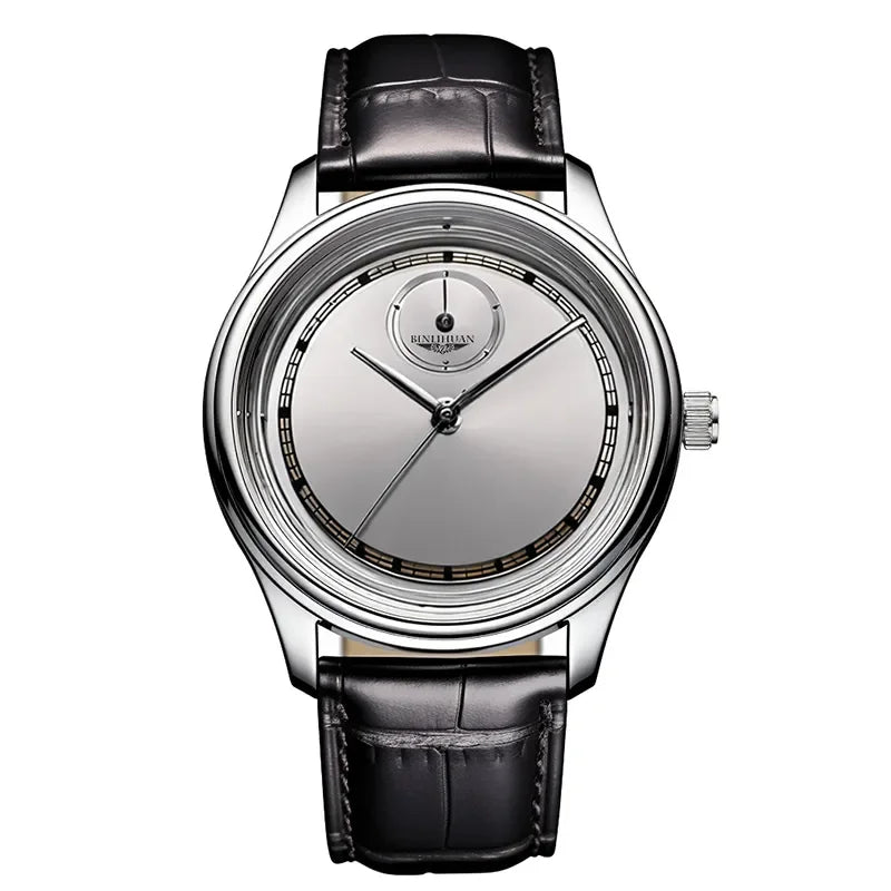 Men’s Black Leather Waterproof Quartz Watch