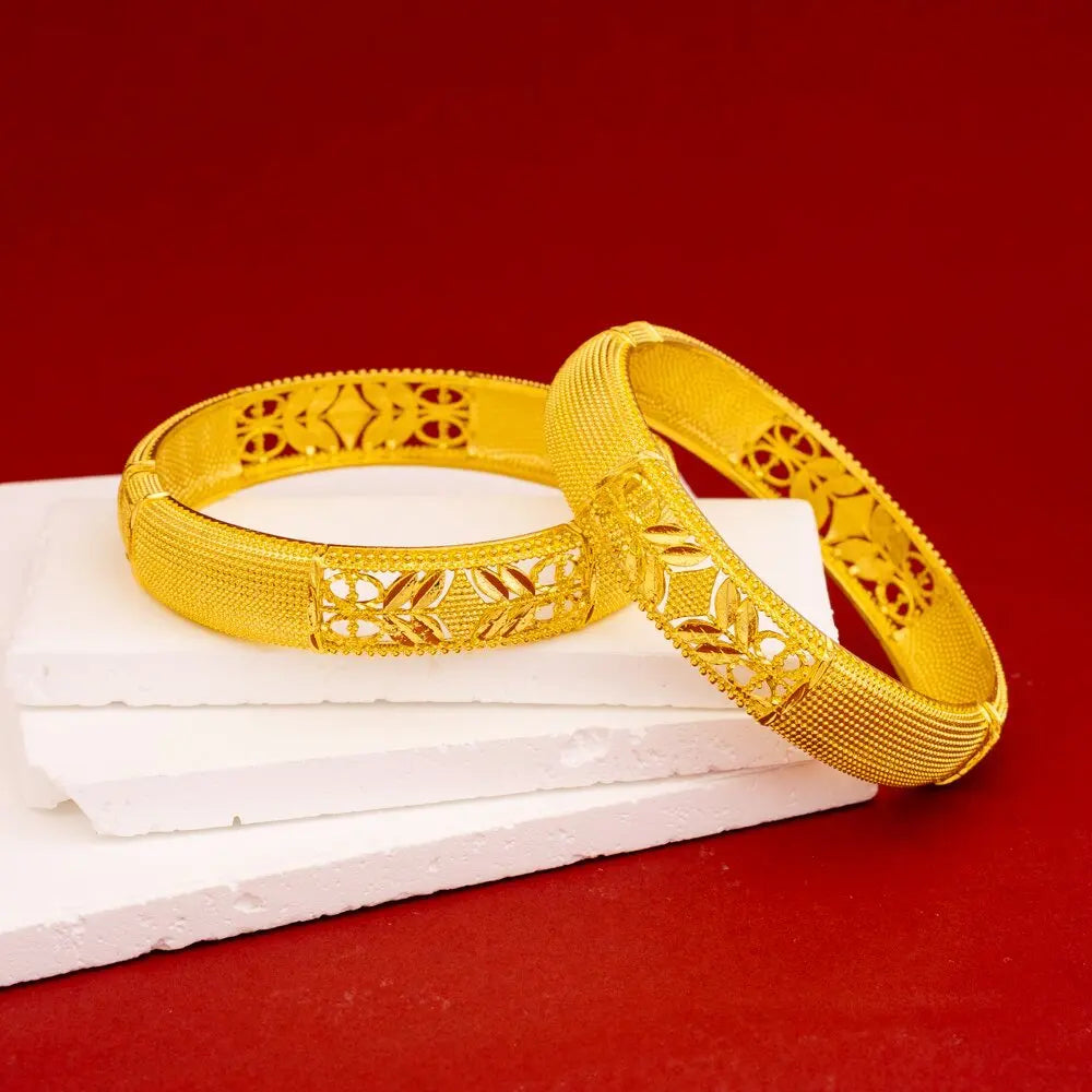 24K Gold Hollow Ethnic Bangle