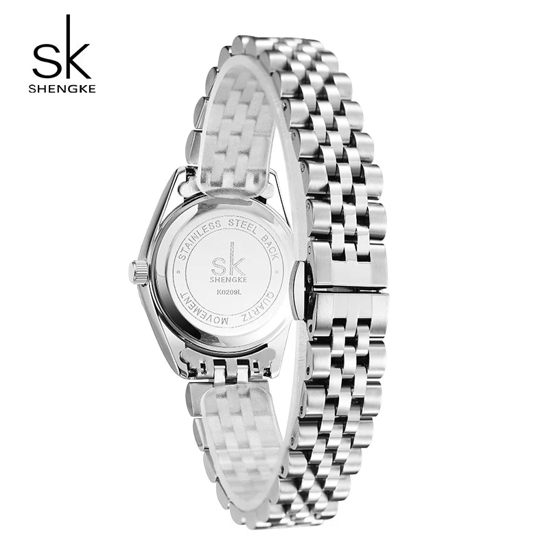 Shengke Luxury Women's Quartz Watch Stainless Steel Fashion Wristwatch
