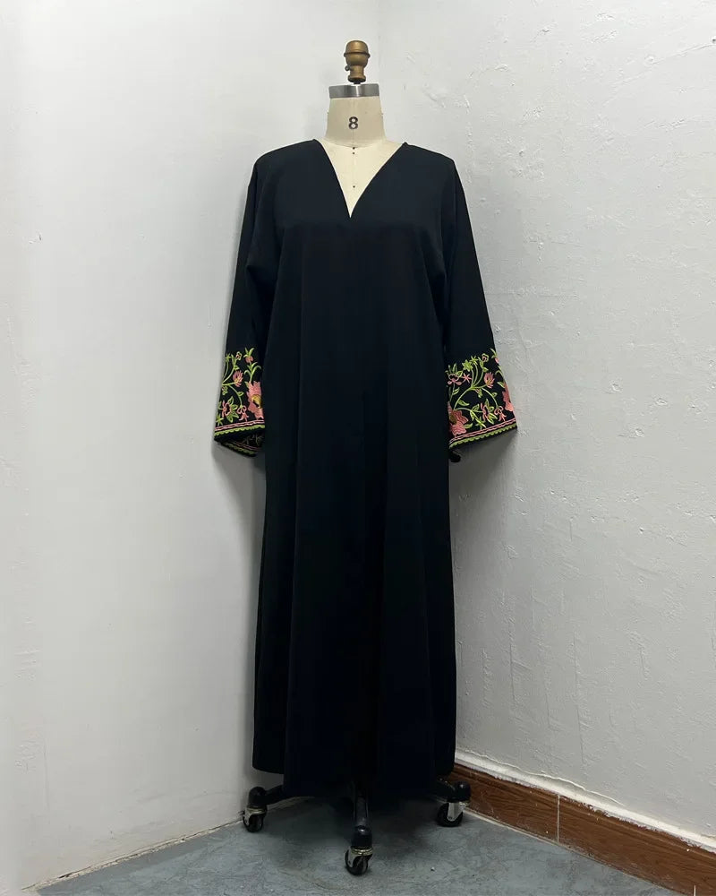 Embroidered Abaya Dress Women Muslim Kaftan Long Cardigan Robe