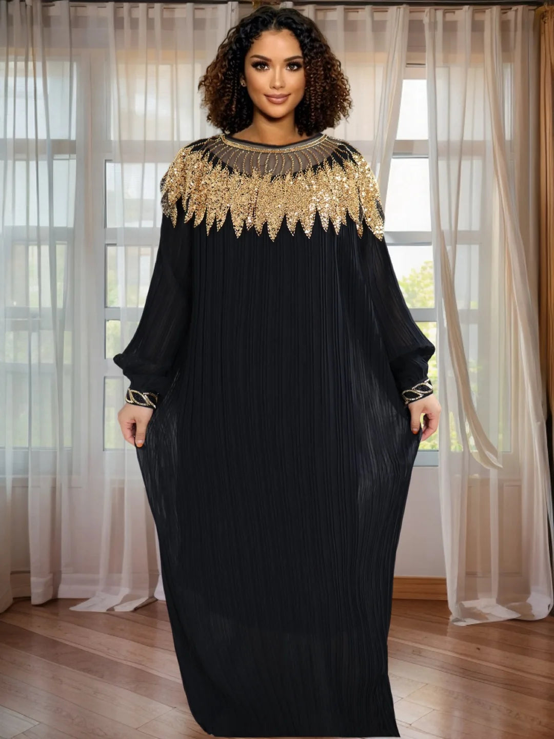 Elegant African Dashiki Kaftan Dress with Belt