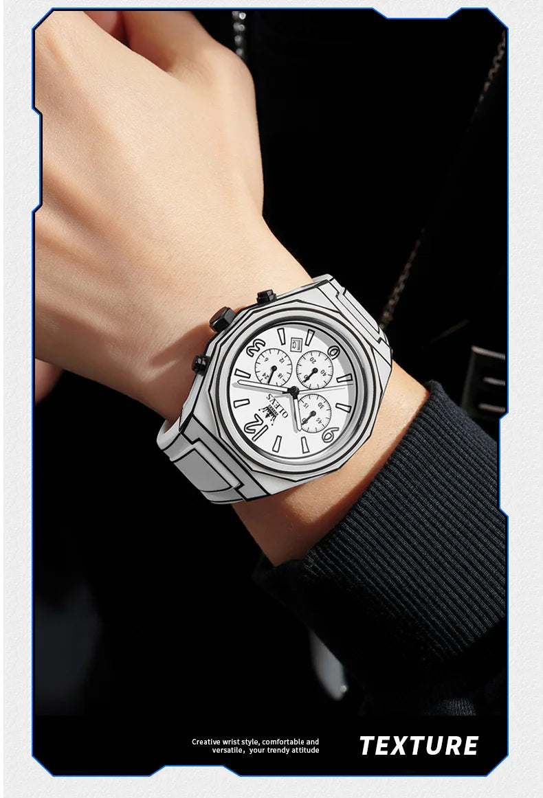 Men’s Waterproof Quartz Watch with Silicone Strap