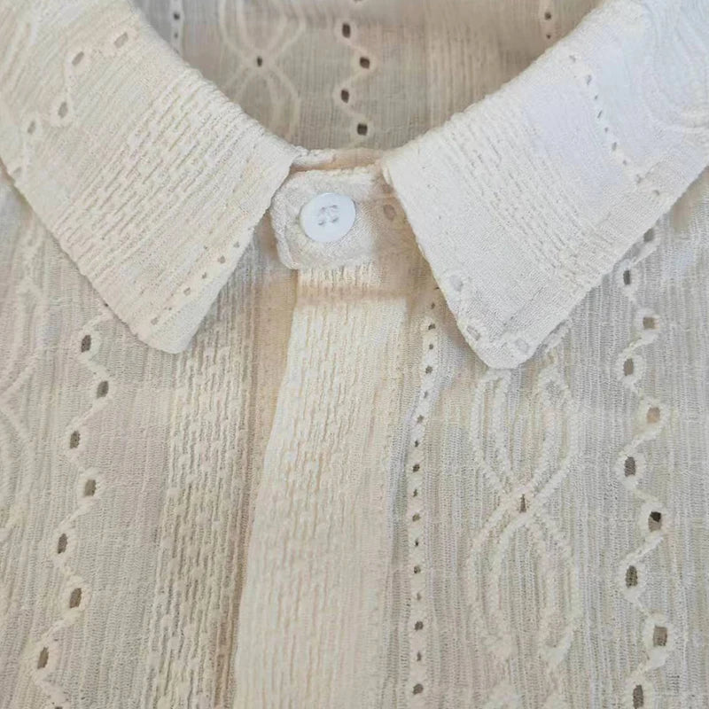Apricot Mesh Lapel Shirt for Men