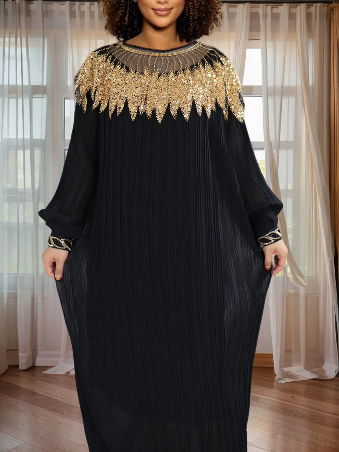 Elegant African Dashiki Kaftan Dress with Belt