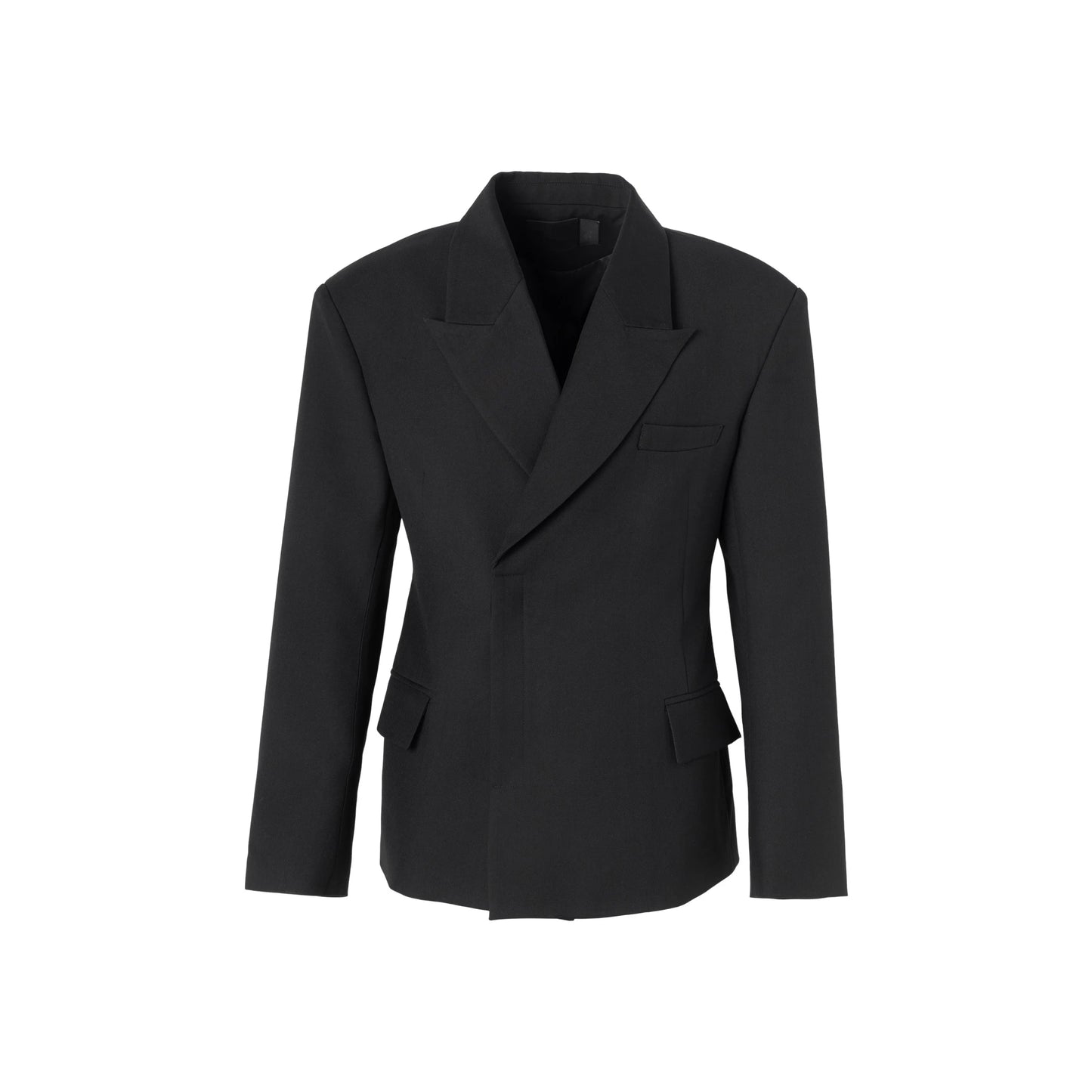 Mauroicardi Men’s Black Peaked Lapel Single-Button Blazer
