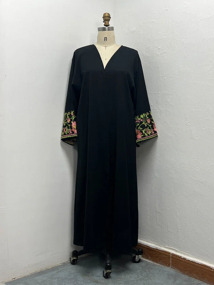 Embroidered Abaya Dress Women Muslim Kaftan Long Cardigan Robe