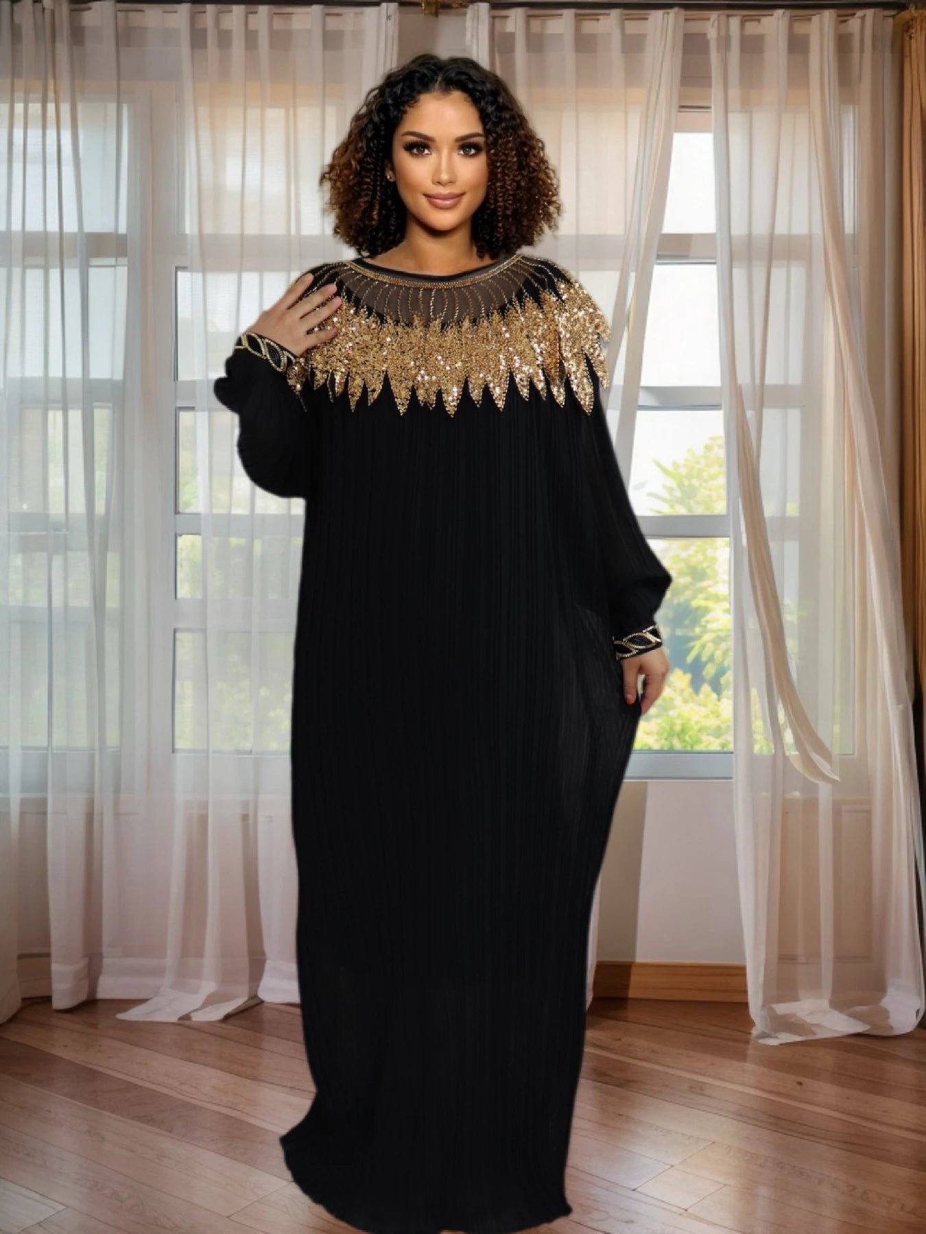 Elegant African Dashiki Kaftan Dress with Belt
