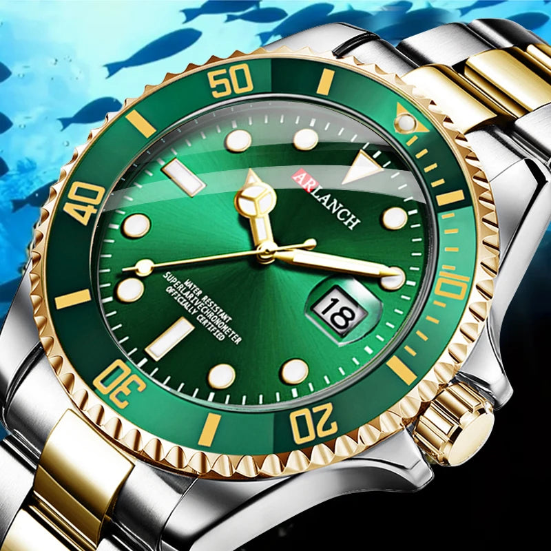 Men's Classic Stainless Steel Quartz Watch – 40mm, Waterproof