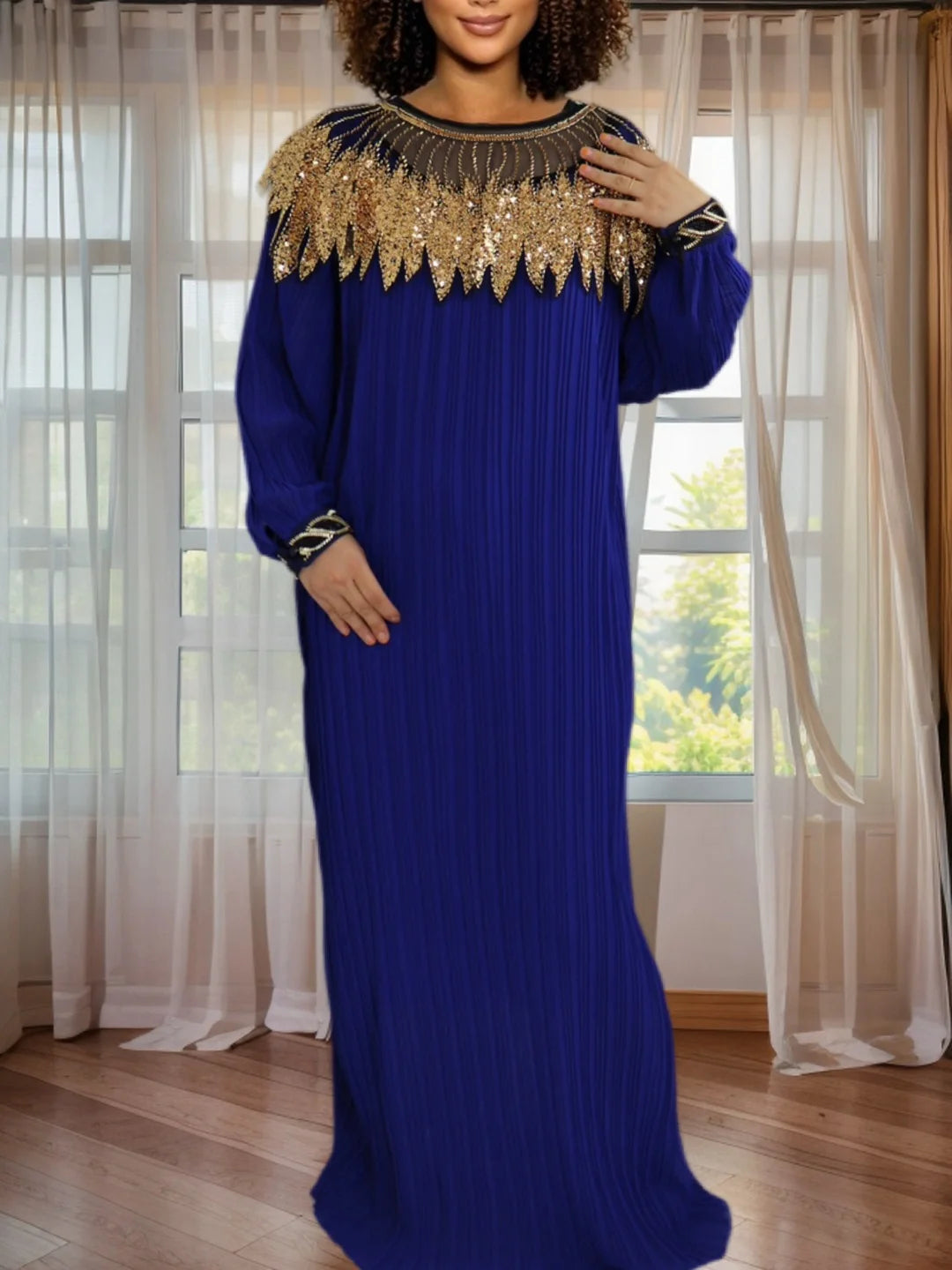 Elegant African Dashiki Kaftan Dress with Belt