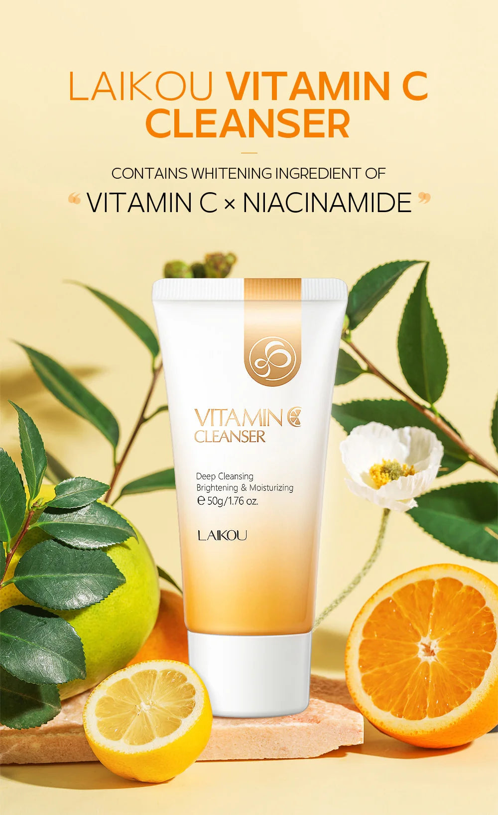 Vitamin C Facial Cleanser Brightening & Exfoliating Face Wash 50g