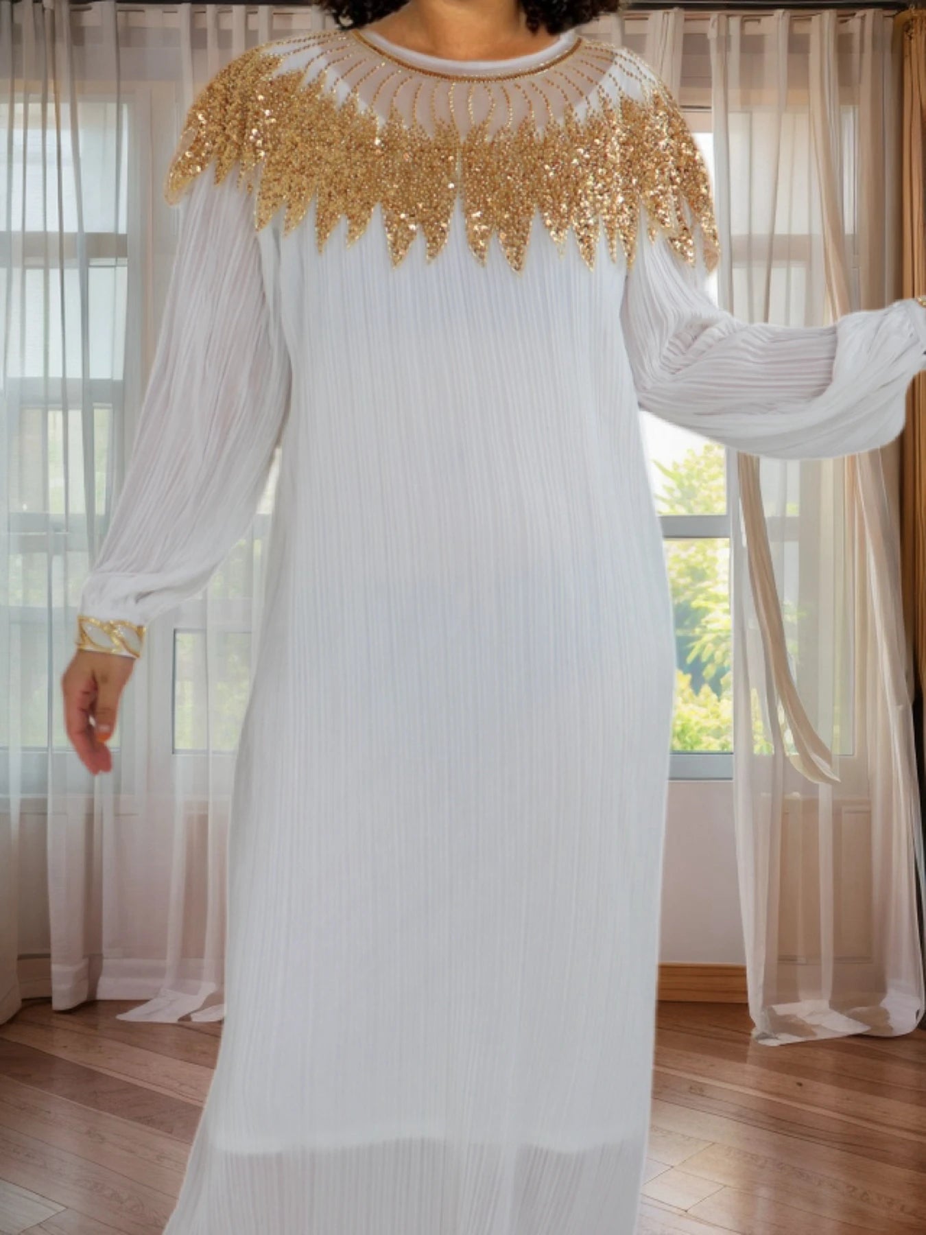 Elegant African Dashiki Kaftan Dress with Belt