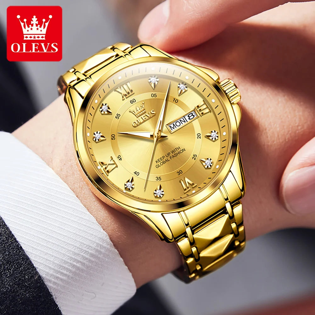OLEVS Luxury Men's Stainless Steel Quartz Watch