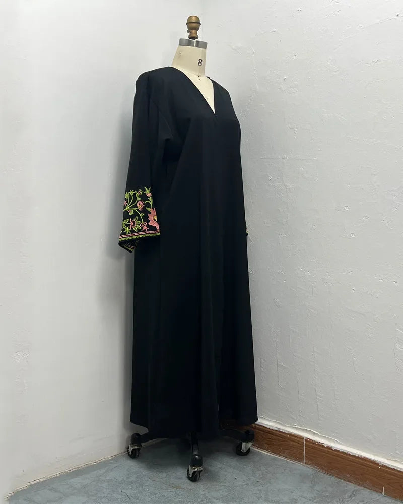 Embroidered Abaya Dress Women Muslim Kaftan Long Cardigan Robe