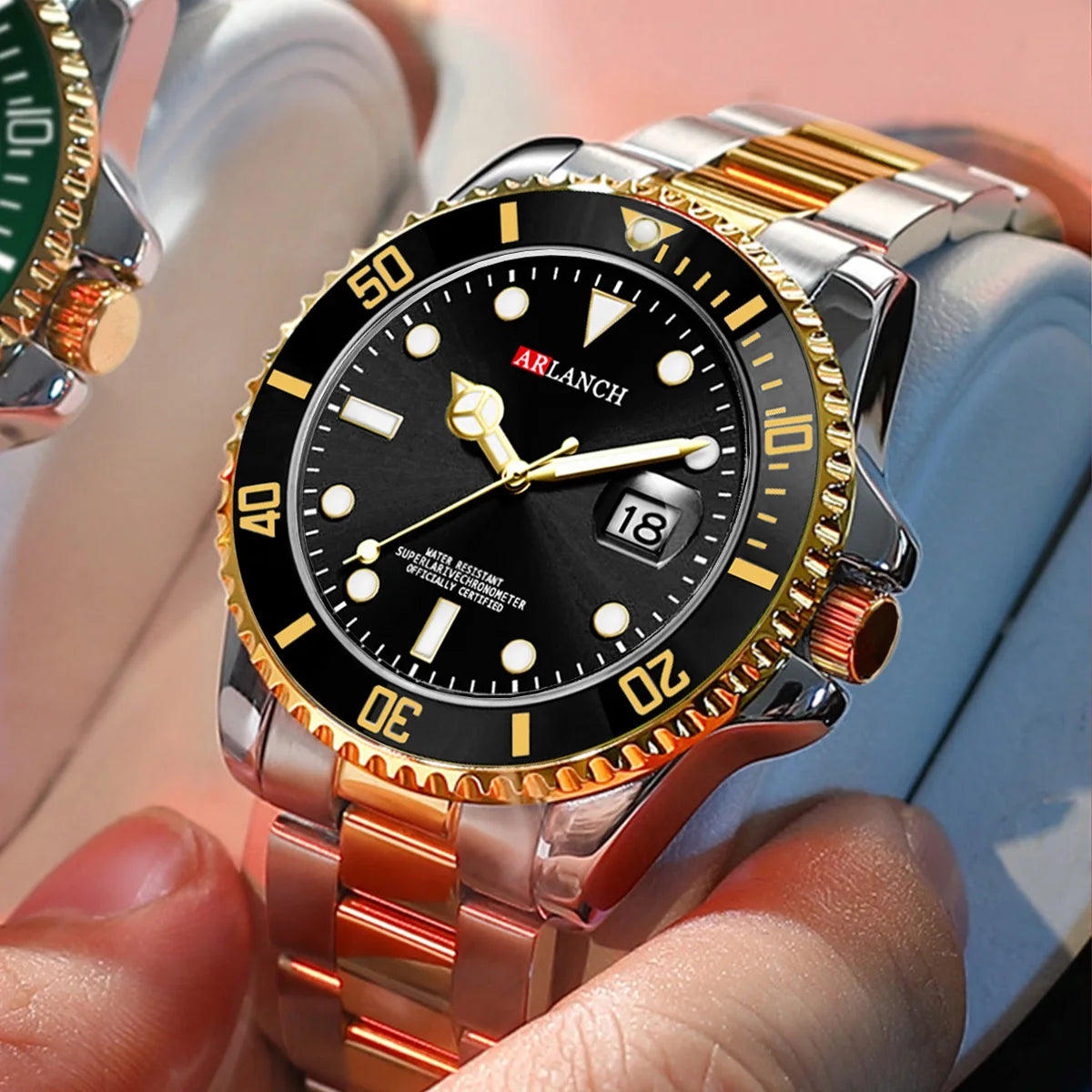 Men's Classic Stainless Steel Quartz Watch – 40mm, Waterproof