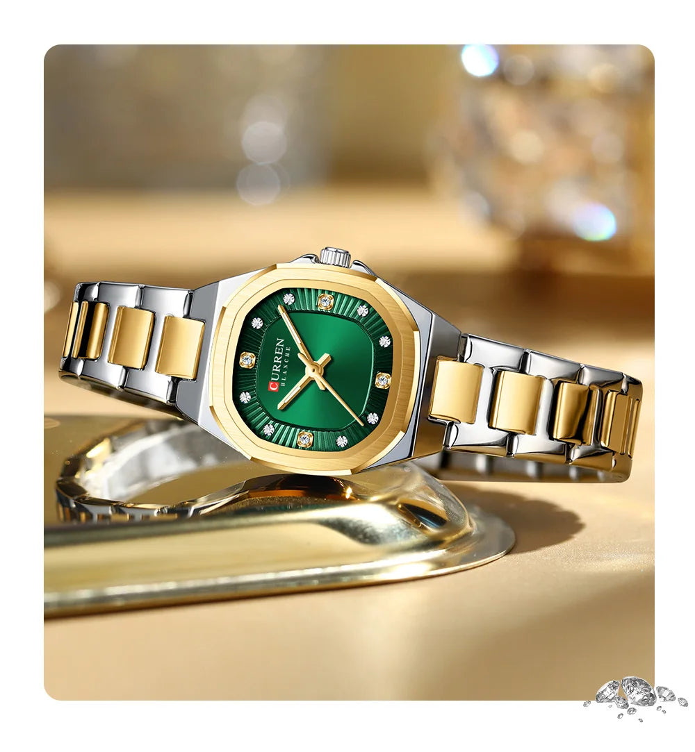 CURREN Women's Quartz Green Stainless Steel Watch 9104