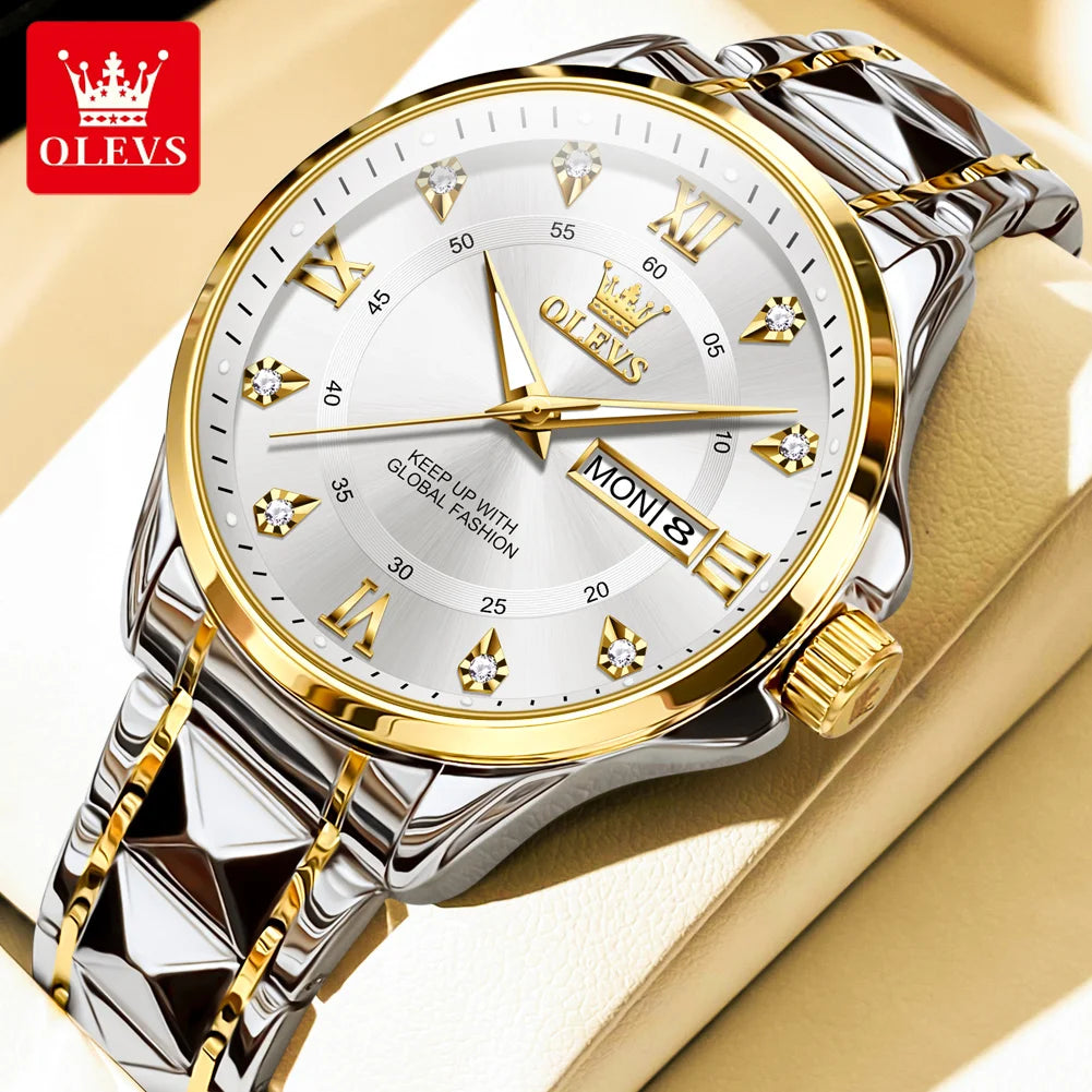 OLEVS Luxury Men's Stainless Steel Quartz Watch