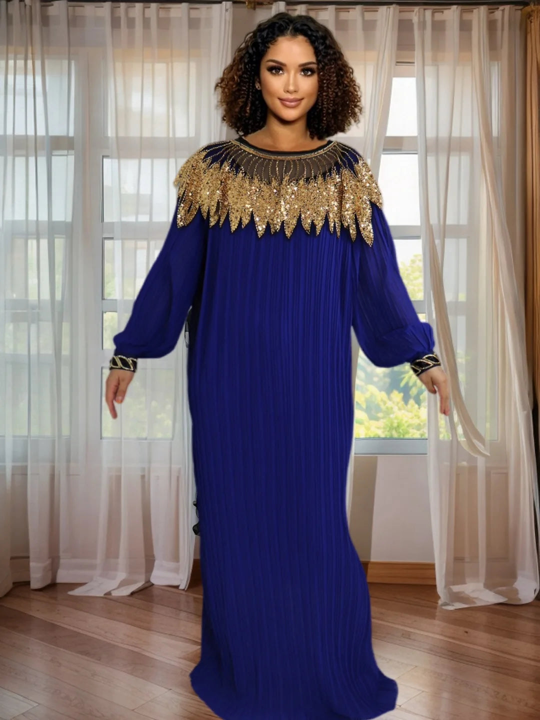 Elegant African Dashiki Kaftan Dress with Belt