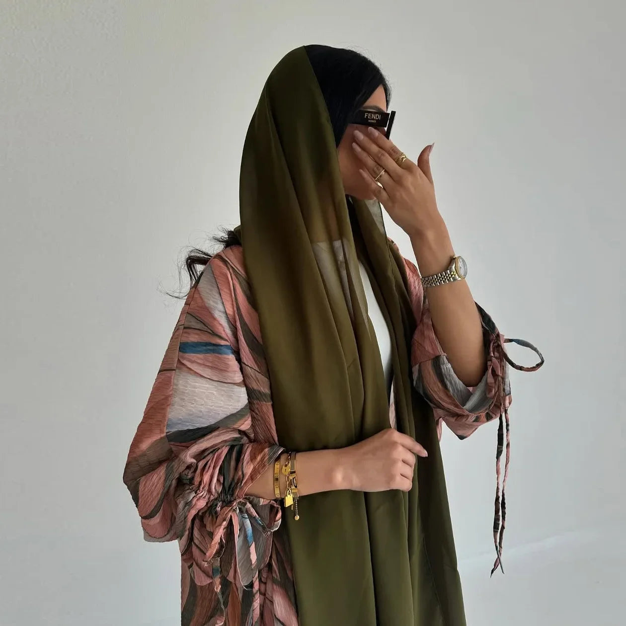 Women's Cotton Linen Open Cardigan Abaya