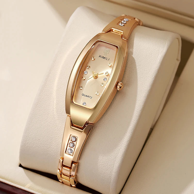 Luxury Women’s Diamond Quartz Watch with Stainless Steel Strap & Bracelet