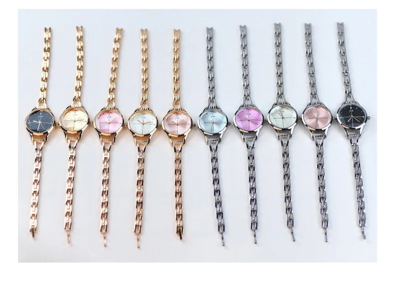 Luxury Women’s Rose Gold Quartz Watch with Rhinestones