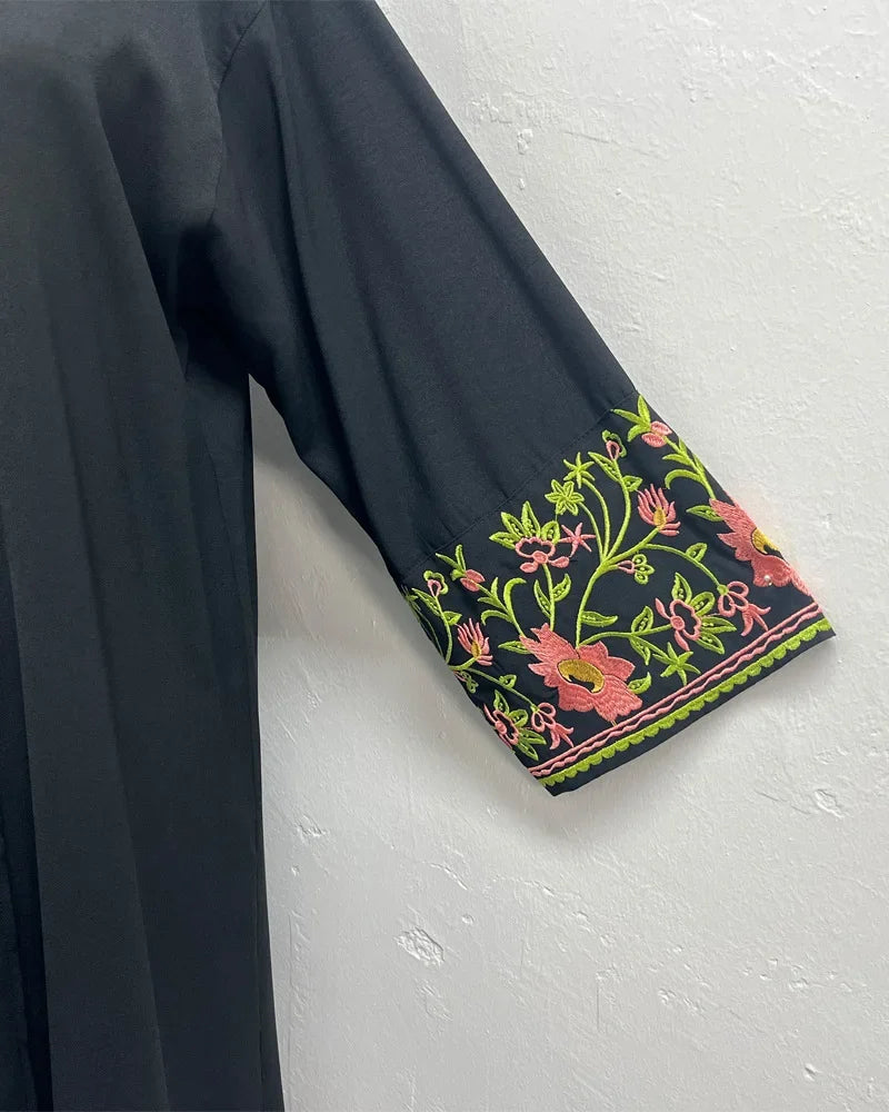Embroidered Abaya Dress Women Muslim Kaftan Long Cardigan Robe