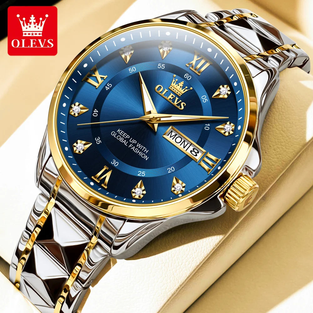 OLEVS Luxury Men's Stainless Steel Quartz Watch