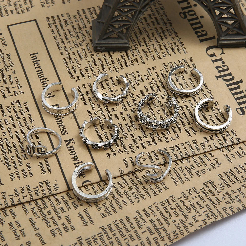9pcs Boho Beach Toe Rings Set