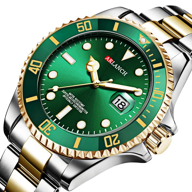 Men's Classic Stainless Steel Quartz Watch – 40mm, Waterproof