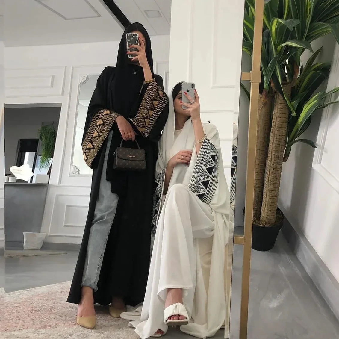 Elegant Embroidered Arabic Abaya Coat