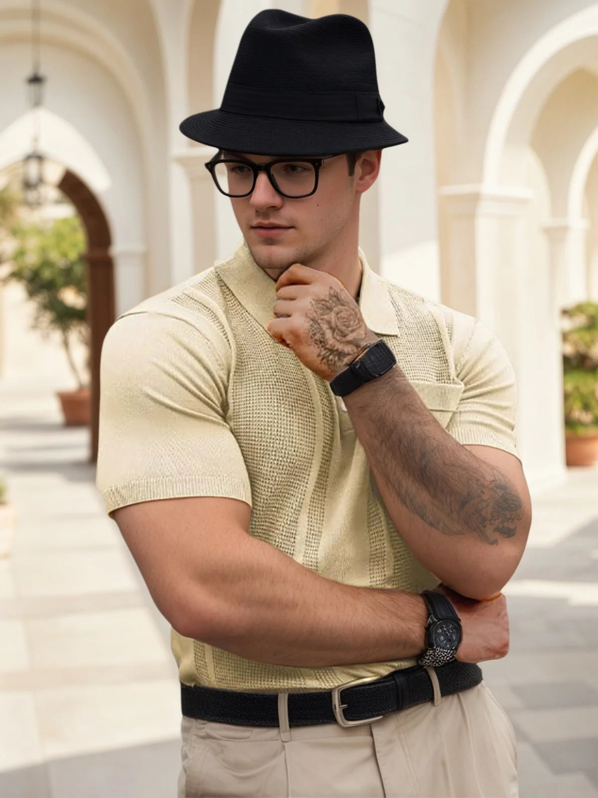 Men's Textured Knit Polo