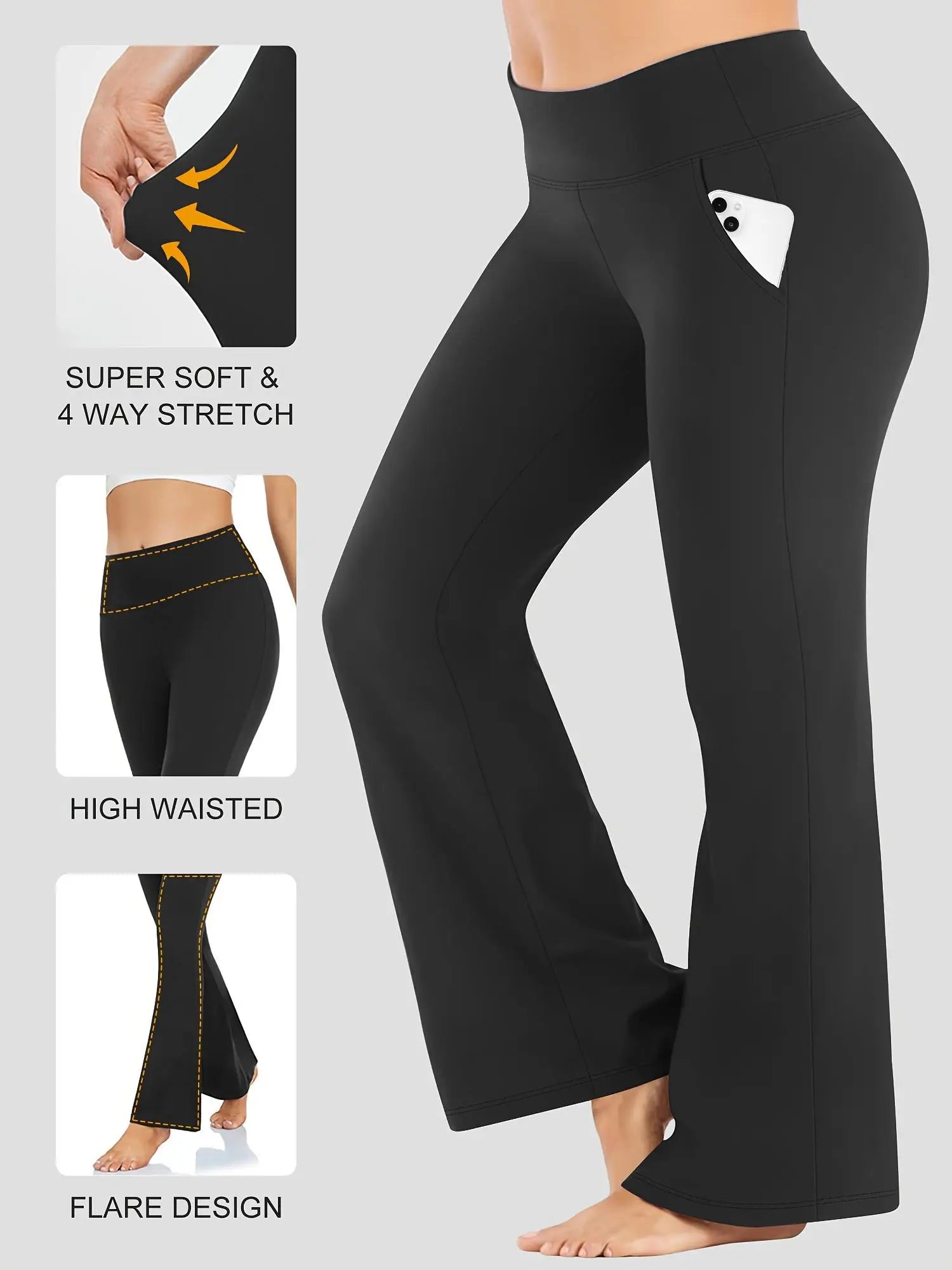 Women Black High Waist Flared Pants