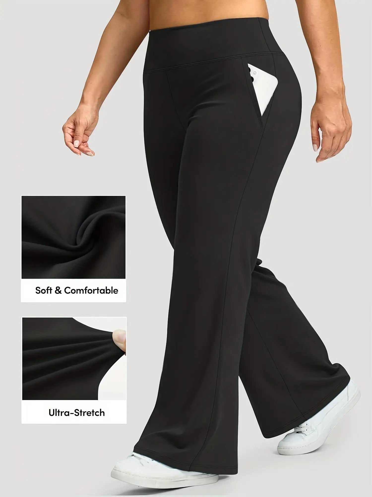 Women Black High Waist Flared Pants