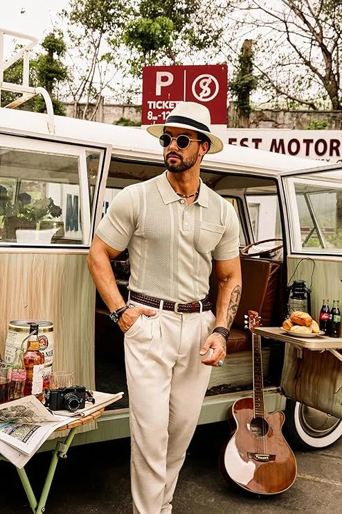 Men's Textured Knit Polo