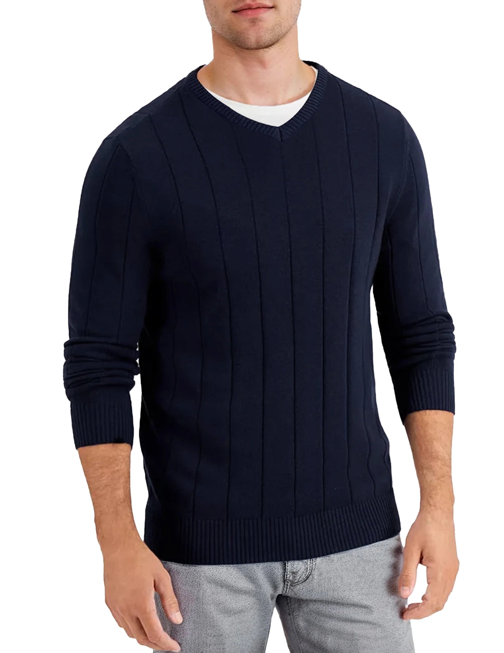 Striped V Neck Pullover