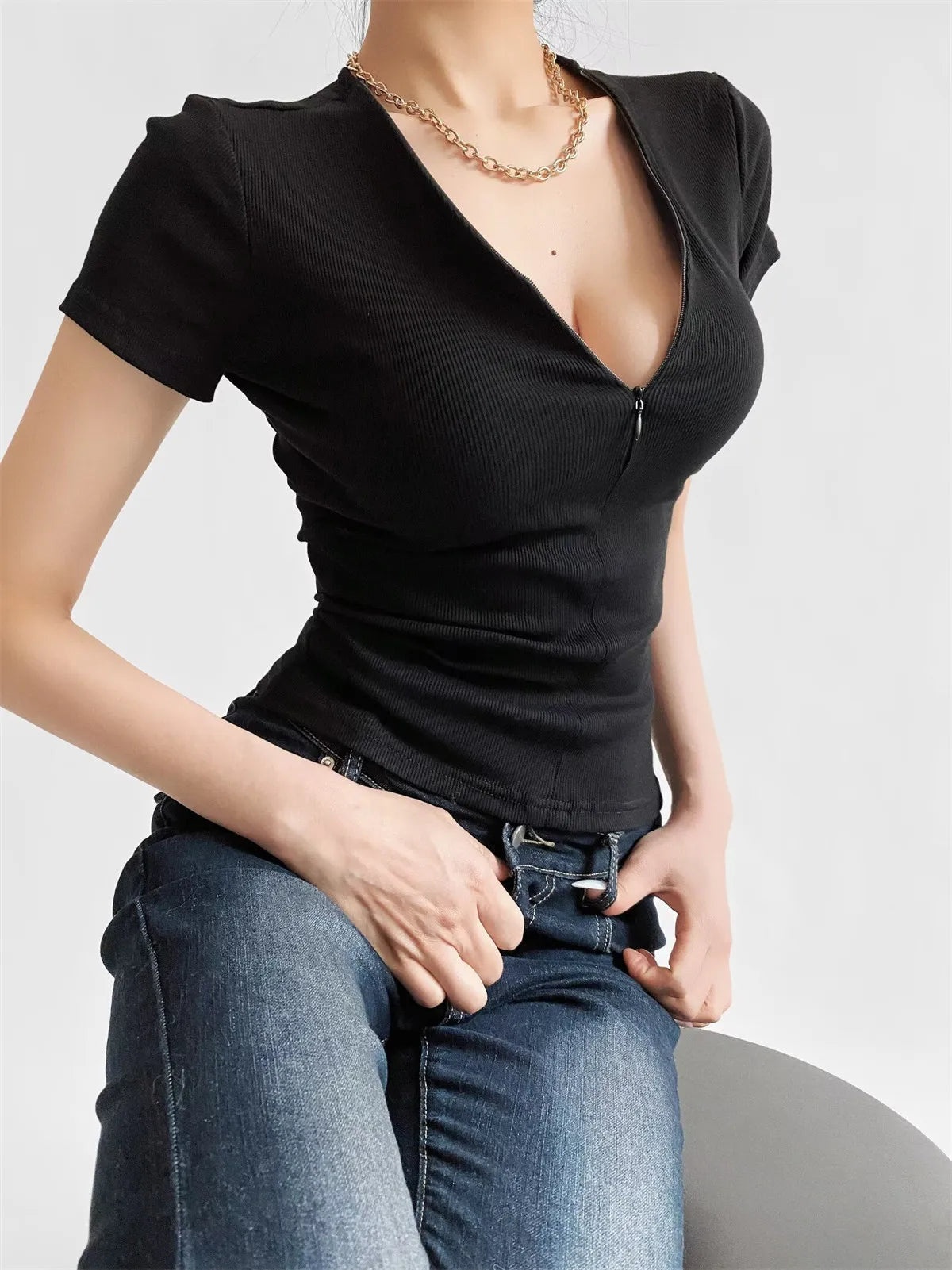 Women's V Neck Cotton T-Shirt