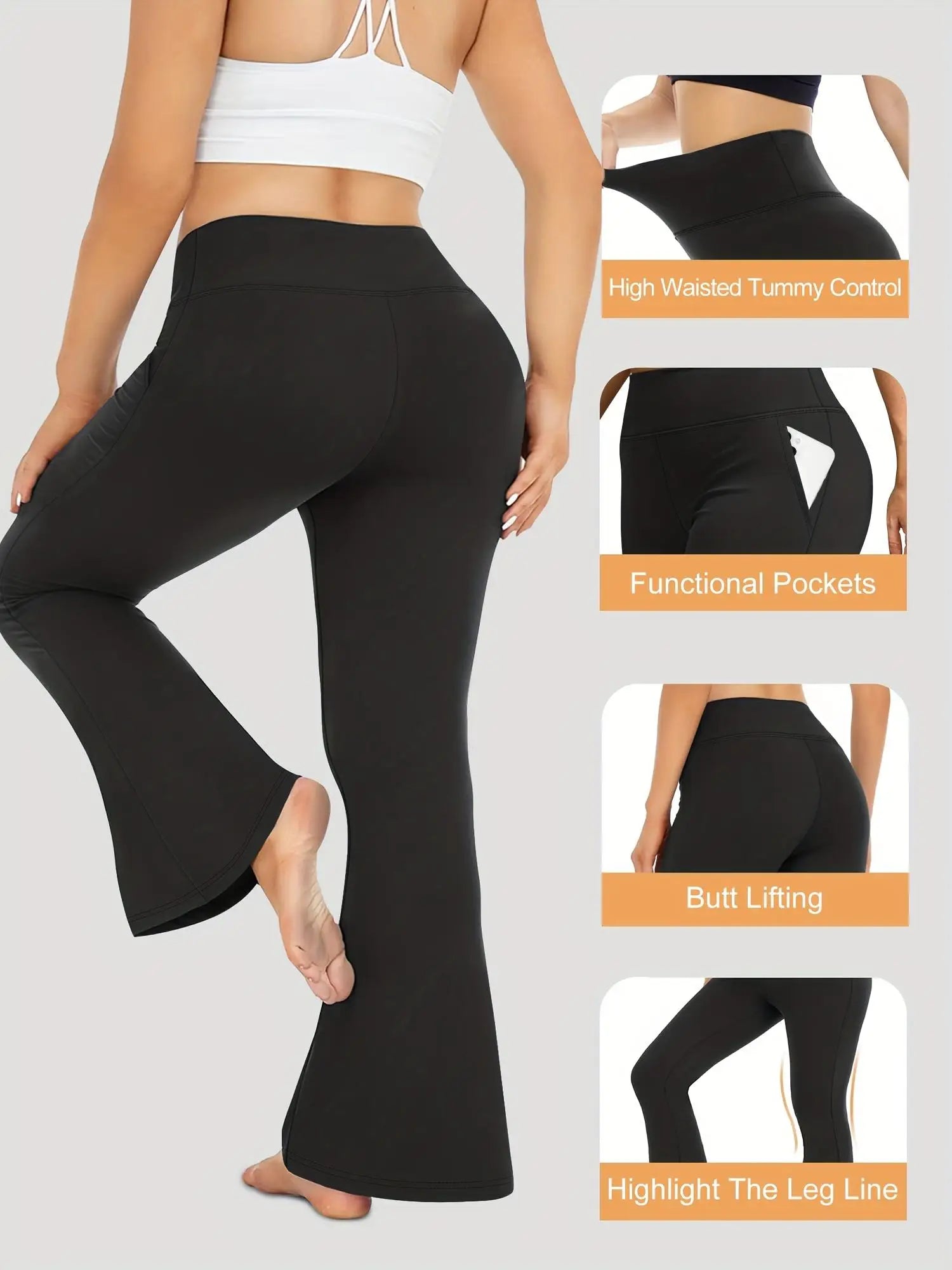 Women Black High Waist Flared Pants