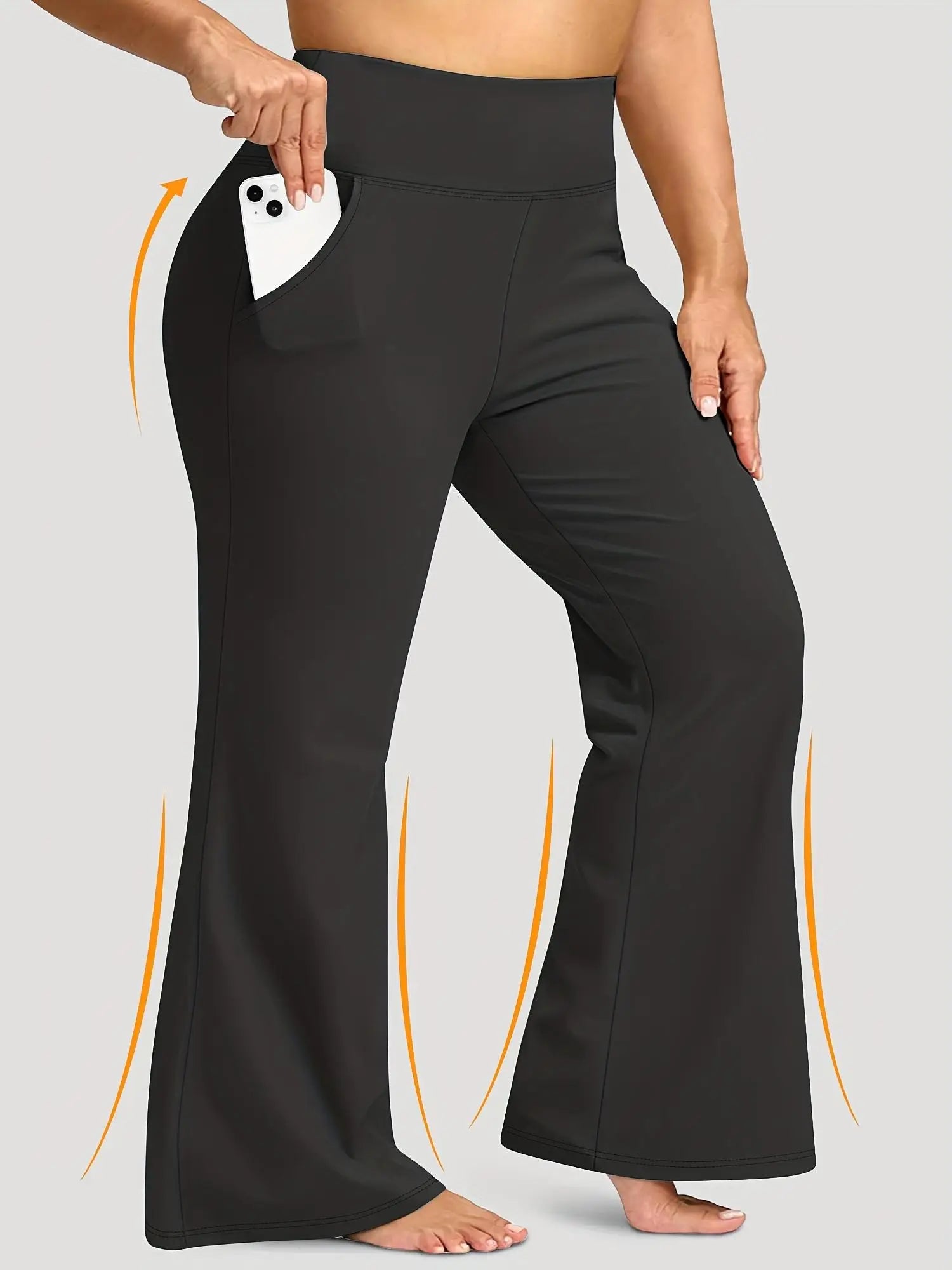 Women Black High Waist Flared Pants