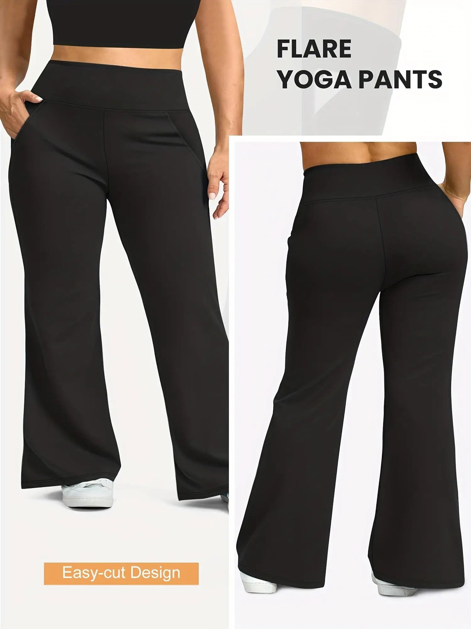 Women Black High Waist Flared Pants