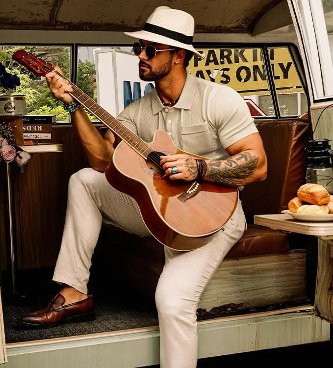 Men's Textured Knit Polo