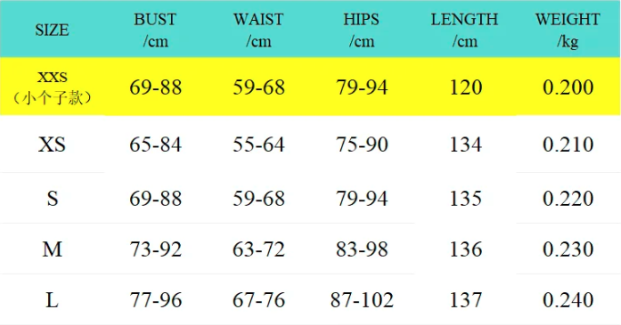 Size guide for Backless Bodycon Maxi Dress