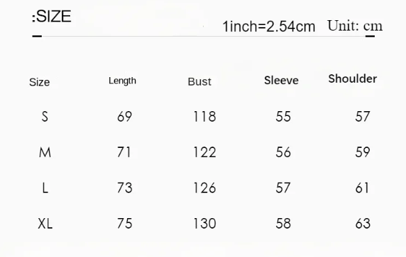 Size guide for Patchwork Long Sleeve Tee