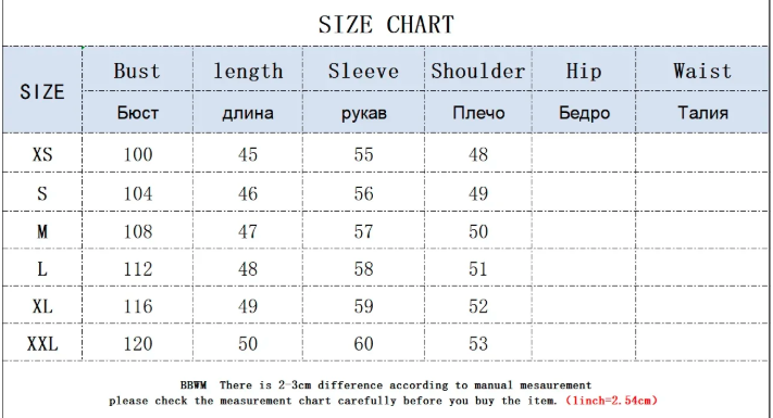 Size guide for Faux Leather Biker Jacket