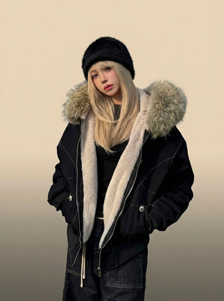 Fur Collar Zip Hoodie
