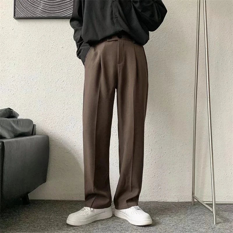 Men’s Brown/Black Korean Casual & Formal Straight Pants