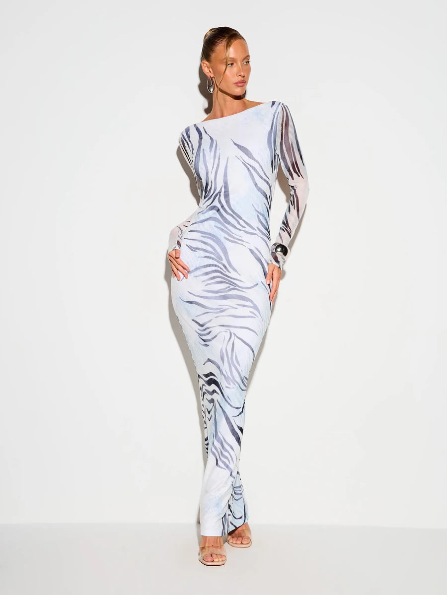 Women's Zebra Print Maxi Dress