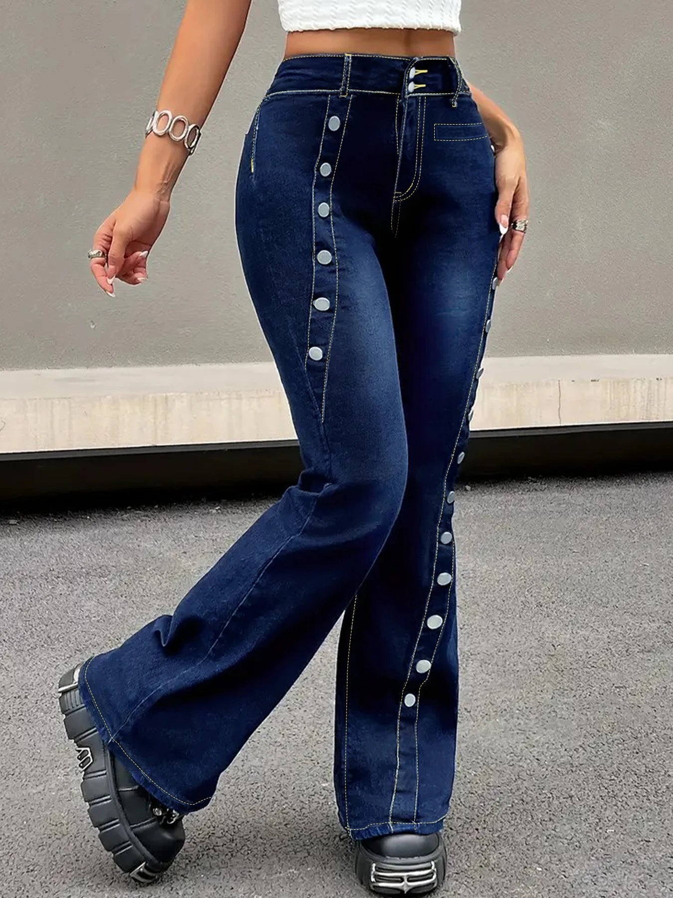Women Plus Size High Waist Straight Jeans