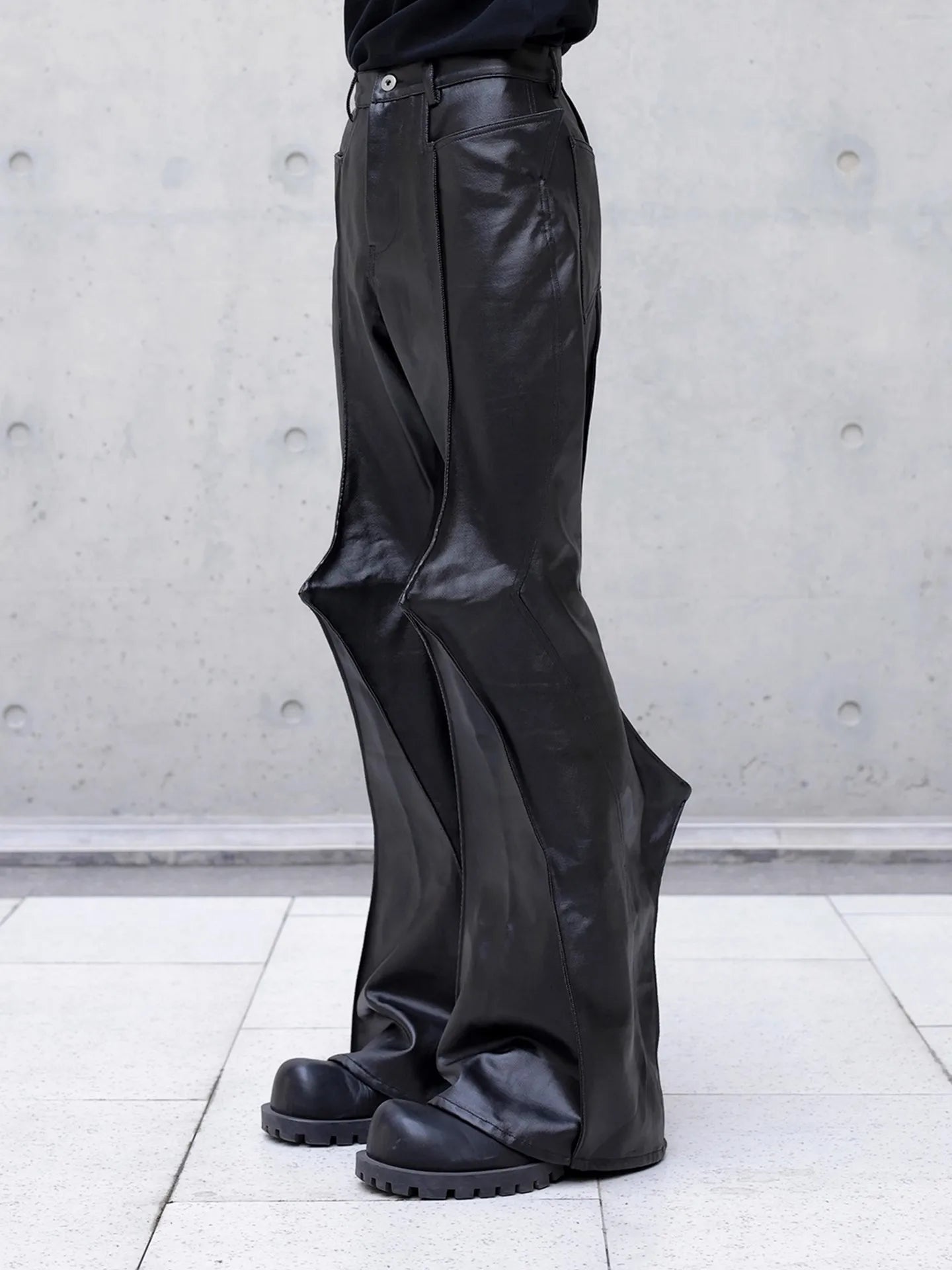 Black Flare Leather Pants