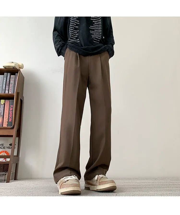 Men’s Brown/Black Korean Casual & Formal Straight Pants